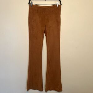 Lord & Taylor Faux Suede Flare Leg Leggings, Leather Tan- Small